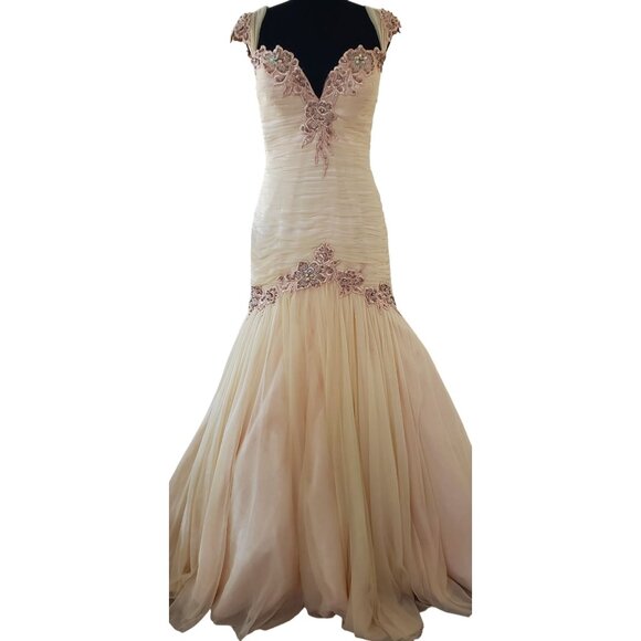 Luxurious Designer Couture Wedding Evening Cocktail Prom Party Runway Gown Dress - Picture 2 of 16